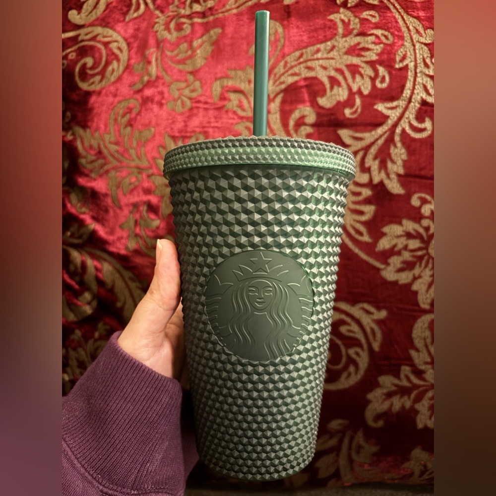 Starbucks Grande Soft Touch Matte Dark Green Studded Tumbler